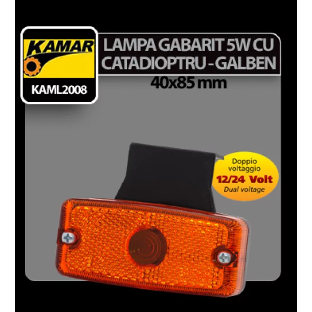 Lampa gabarit catadioptru galben Kamar 5W sofit - 12/24V