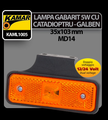 Kamar sárga reflektoros nyomtávméret helyzetjelző MD14 lámpa 5W - 12/24V thumb