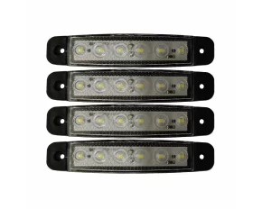 Lamp gauge with 6 LEDs 12/24V set of 4pcs - White