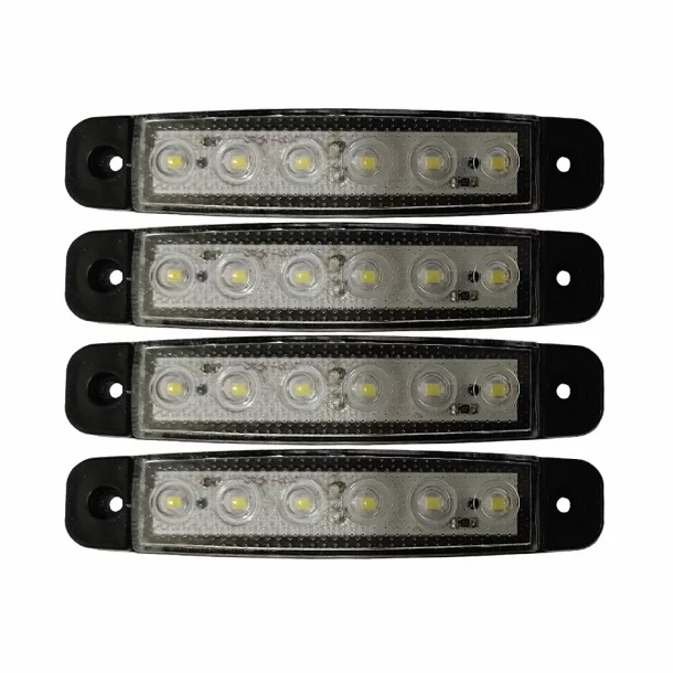 Lamp gauge with 6 LEDs 12/24V set of 4pcs - White