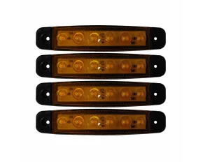 Lamp gauge with 6 LEDs 12/24V set of 4pcs - Yellow