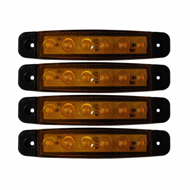 6 LED-es helyzetjelző lámpa 12/24V készlet 4db - Sárga
