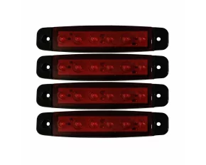 Lamp gauge with 6 LEDs 12/24V set of 4pcs - Red