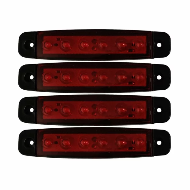 6 LED-es helyzetjelző lámpa 12/24V készlet 4db - Piros