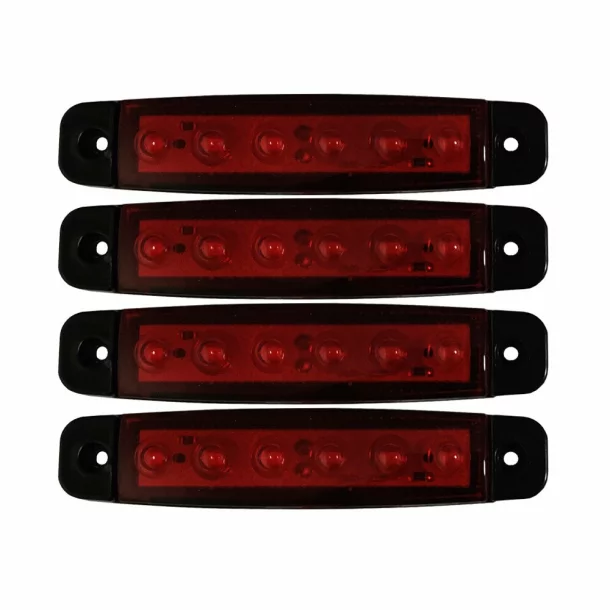 Lamp gauge with 6 LEDs 12/24V set of 4pcs - Red