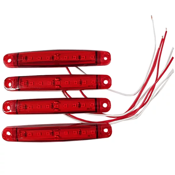 Lamp gauge with 9 LEDs 12/24V set of 4pcs - Red