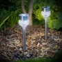 LED solar lamp - stake - brushed metal + glass - 370 mm