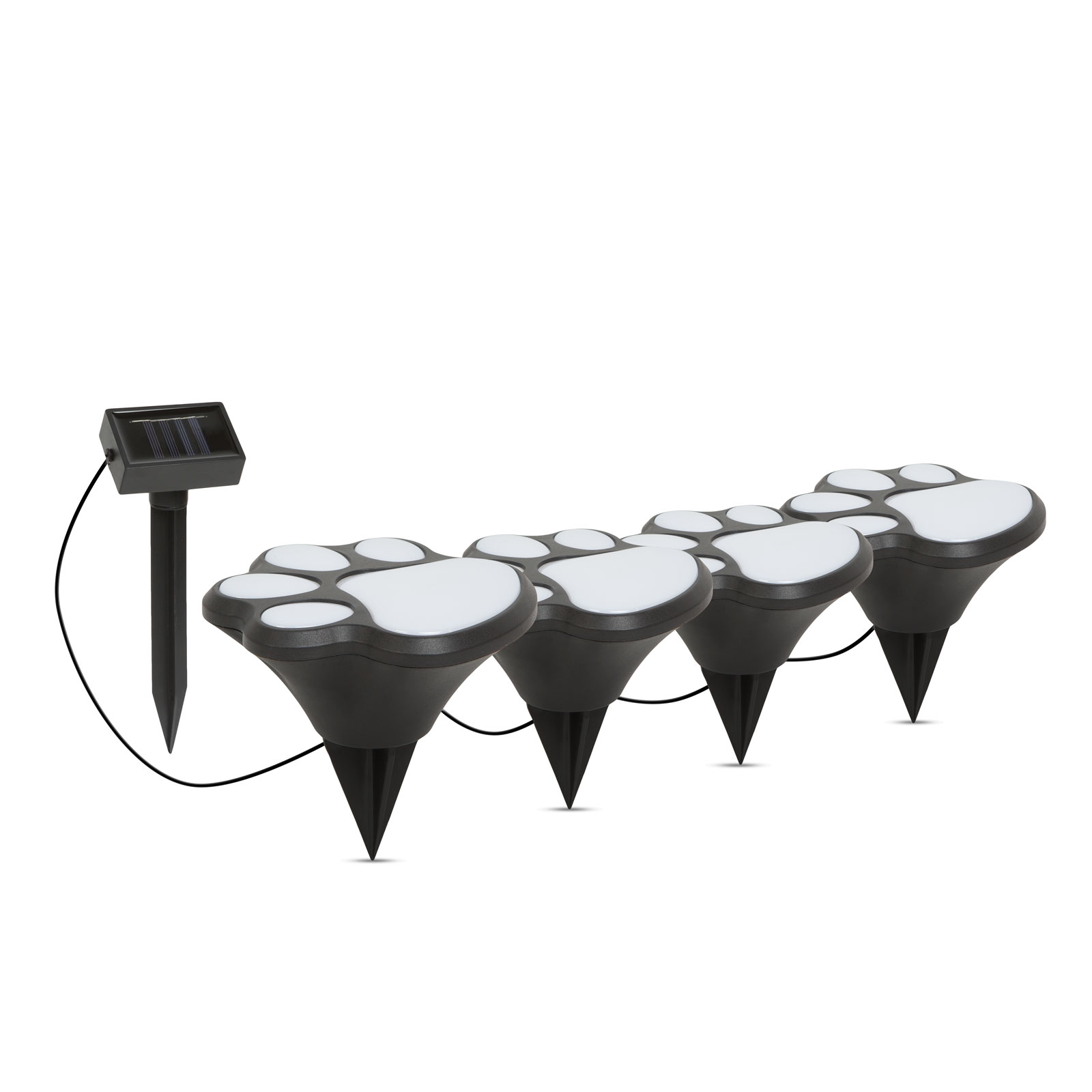 Lampă solară LED cu plexiglas - model amprentă de câine - plastic negru - 360 cm thumb