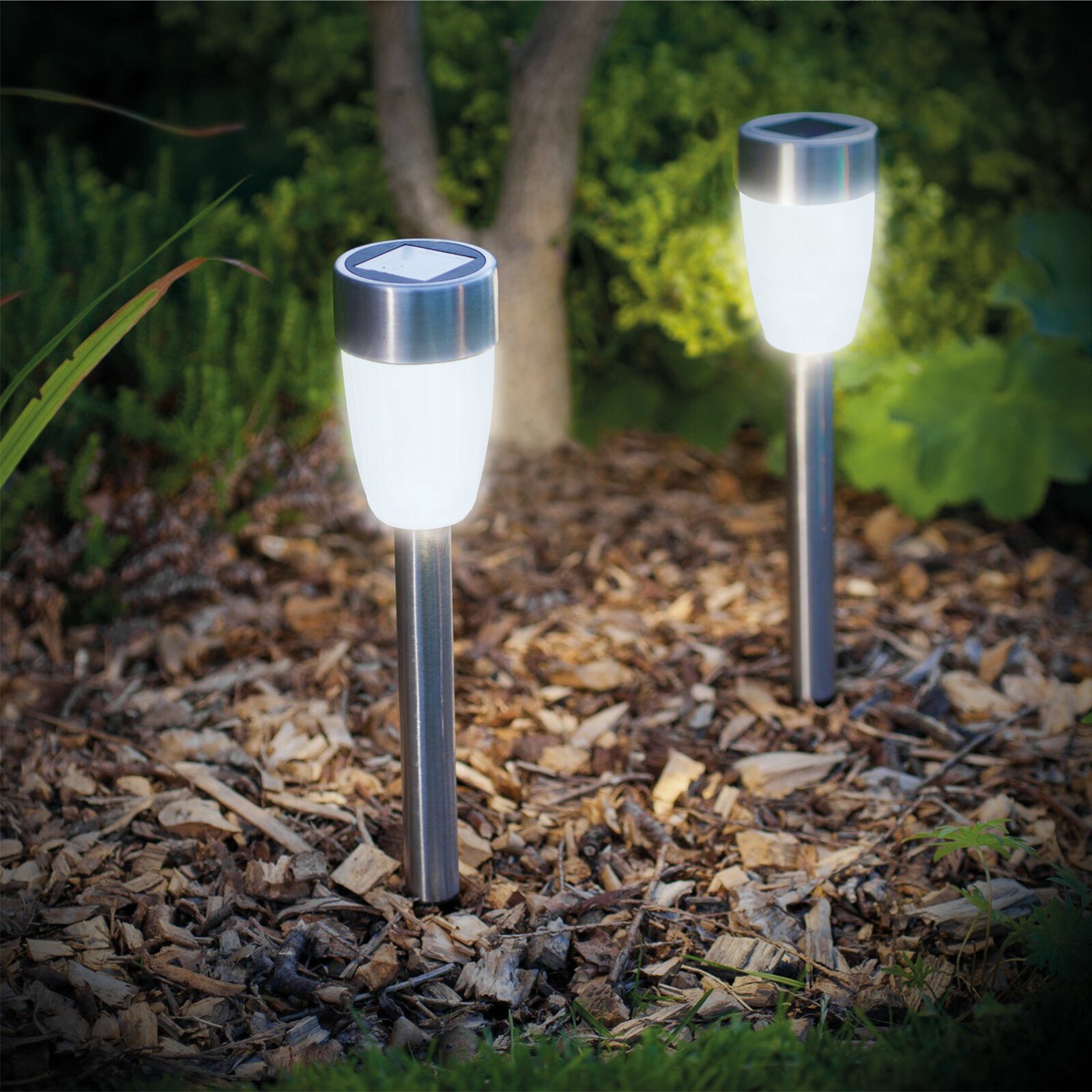 LED-es szolár lámpa - leszúrható - hidegfehér, fém - 370 mm thumb