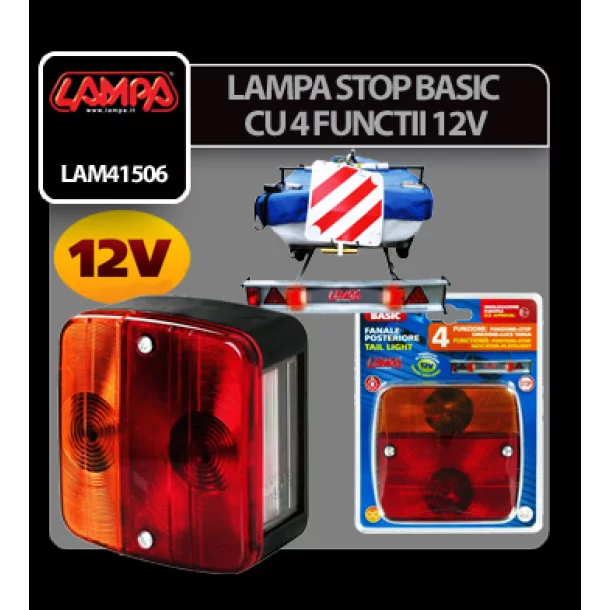 Lampa stop basic cu 4 functii 12V Rosu/Galben