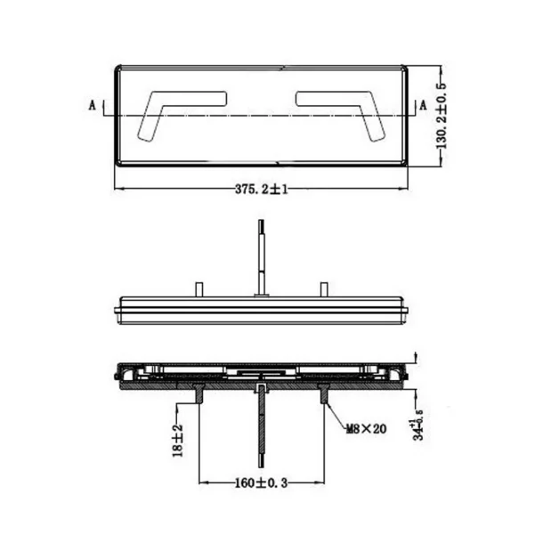 102LED-es hátsó féklámpa kábellel 12/24V KMR1 375,2x130,2mm - Bal