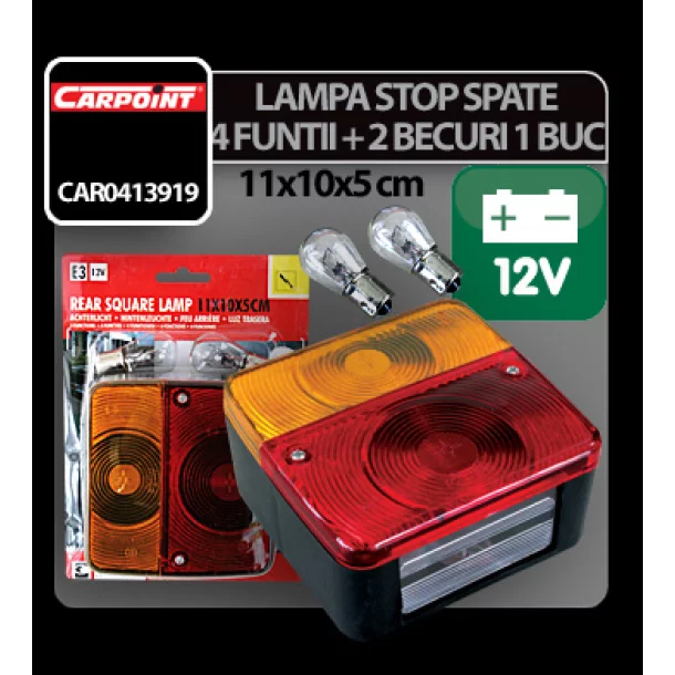 Lampa stop spate cu 4 functii + 2 becuri 11x10x5cm 1buc. - 12V