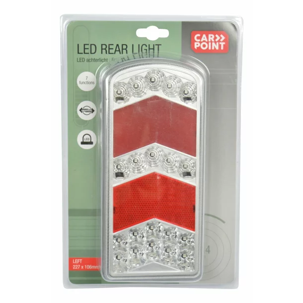 Hátsó stop lámpa LED-es 7funkciós 227x106mm Carpoint - Bal