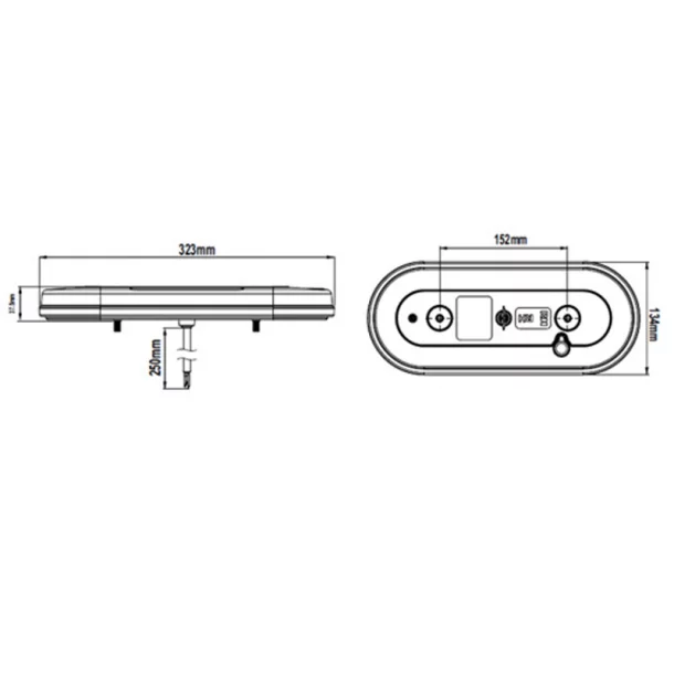 Lampa stop spate LED ovala 12/24V 323x134mm - Dreapta