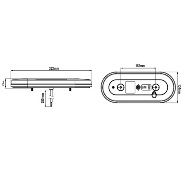 Lampa stop spate LED ovala 12/24V 323x134mm - Stanga