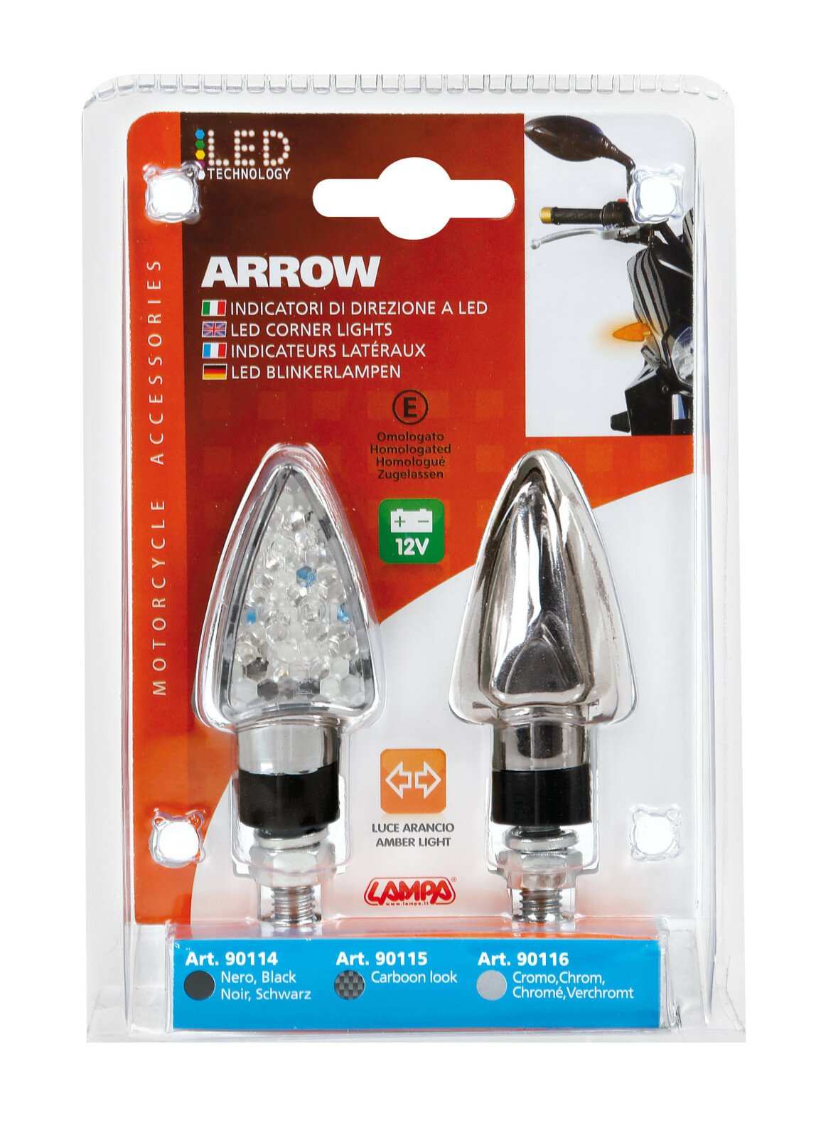 Lampi semnalizare directie mers Arrow-2 LED 12V 2buc - Crom thumb