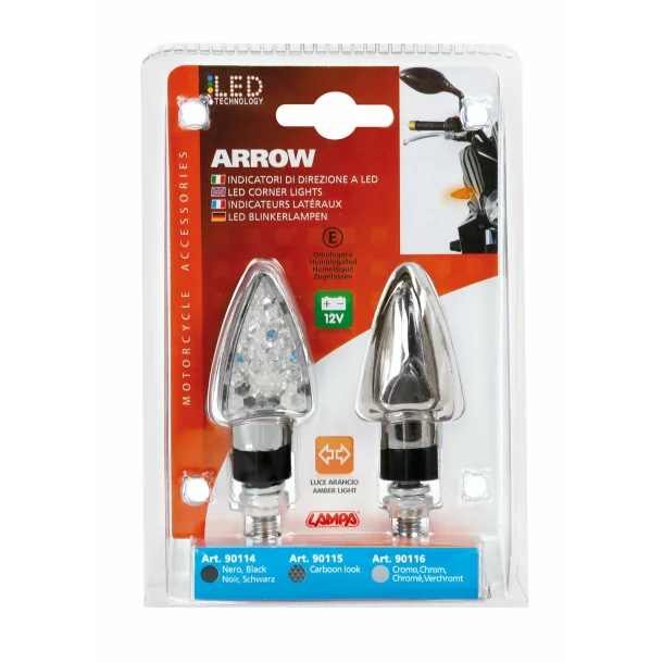 Arrow-2, corner lights - 12V LED - Chrome