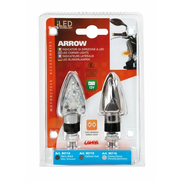 Lampi semnalizare directie mers Arrow-2 LED 12V 2buc - Crom