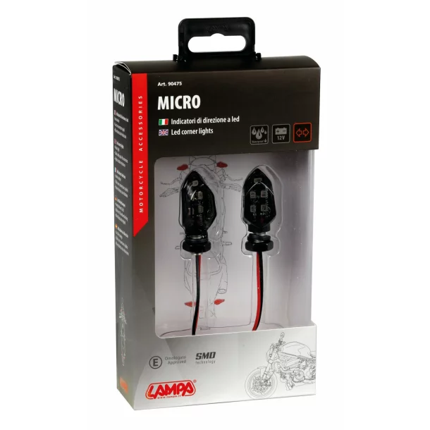 Lampi semnalizare directie mers Micro LED 12V 2buc - Negru