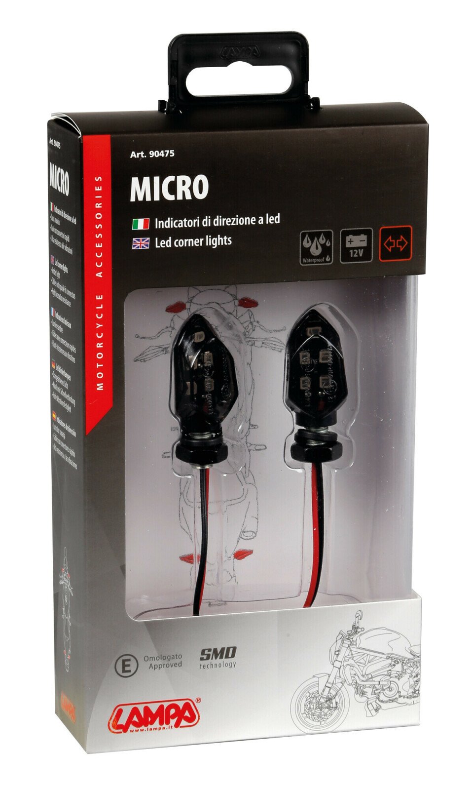 Irányjelzők Micro LED 12V 2db - Fekete-újra lezárva, thumb