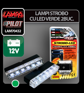 12V-os stroboszkópos LED-es lámpak - Zöld thumb