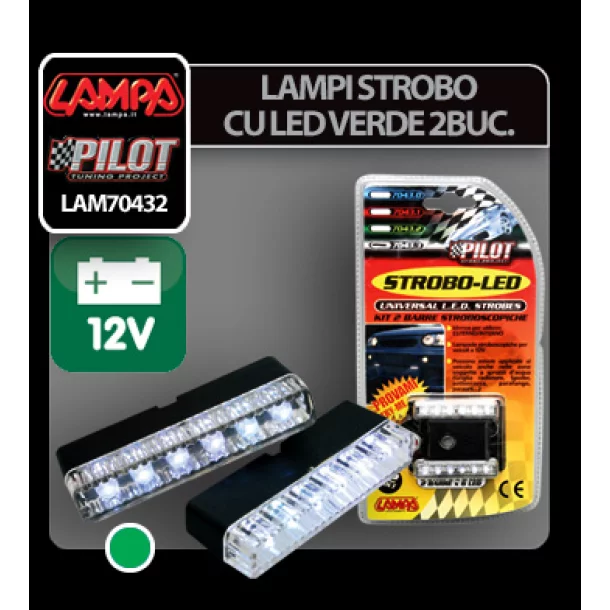 12V-os stroboszkópos LED-es lámpak - Zöld