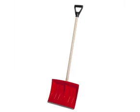 Snow shovel with wooden handle