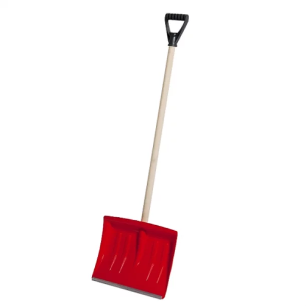 Snow shovel with wooden handle