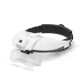 Headband magnifying glass with LED light, with double lens