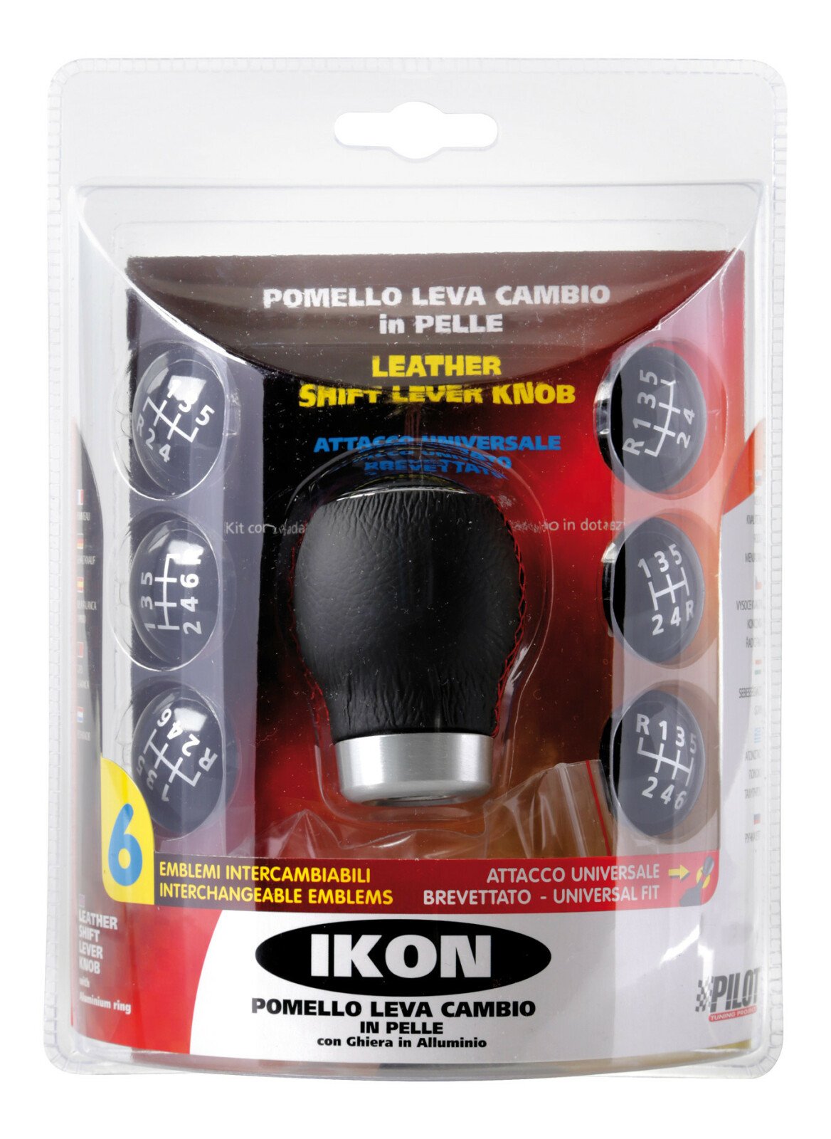 Ikon Sport shift knob with speeds drawing - Black/Red thumb