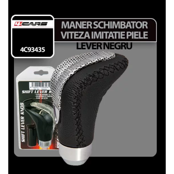 Maner schimbator viteza imitatie piele Lever negru 4Cars