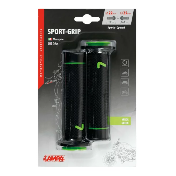 Manere ghidon motocicleta universale Sport-Grip 2buc - Negru/Verde