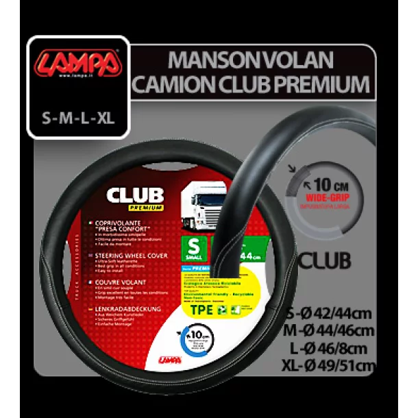 Club premium kamionos kormányhuzat  - L - Ø 46/48 cm - Fekete