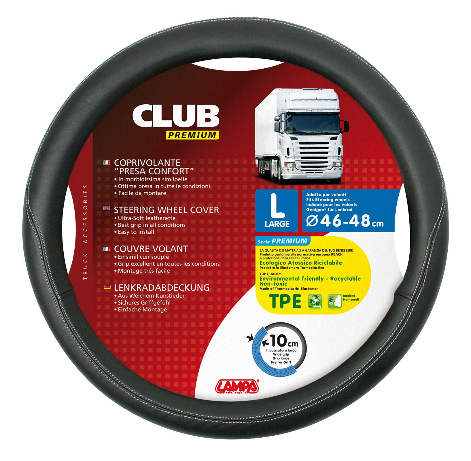 Club premium kamionos kormányhuzat  - L - Ø 46/48 cm - Fekete thumb