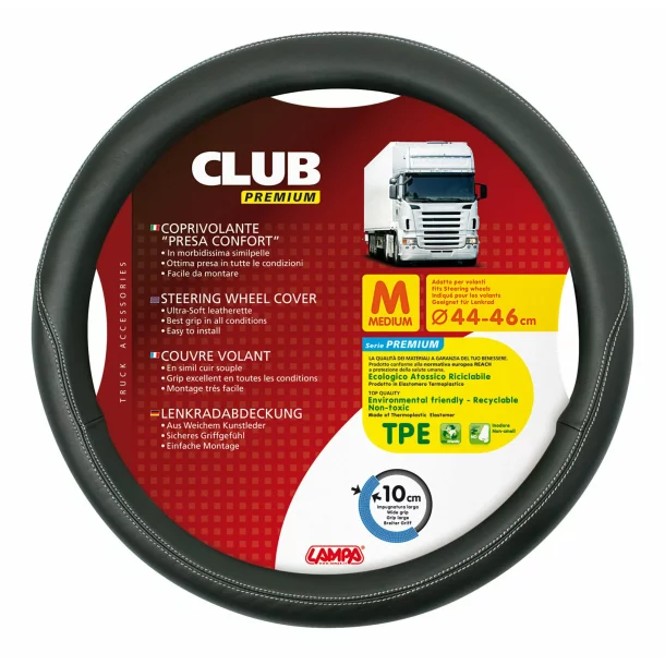 Club premium kamionos kormányhuzat  - M - Ø 44/46 cm - Fekete-újra lezárva,