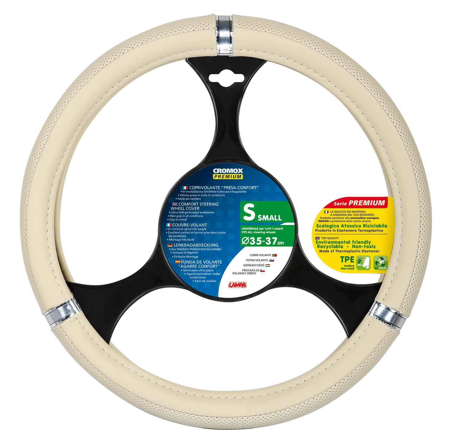 Cromox, TPE steering wheel cover - S - Ø 35/37 cm - Beige thumb