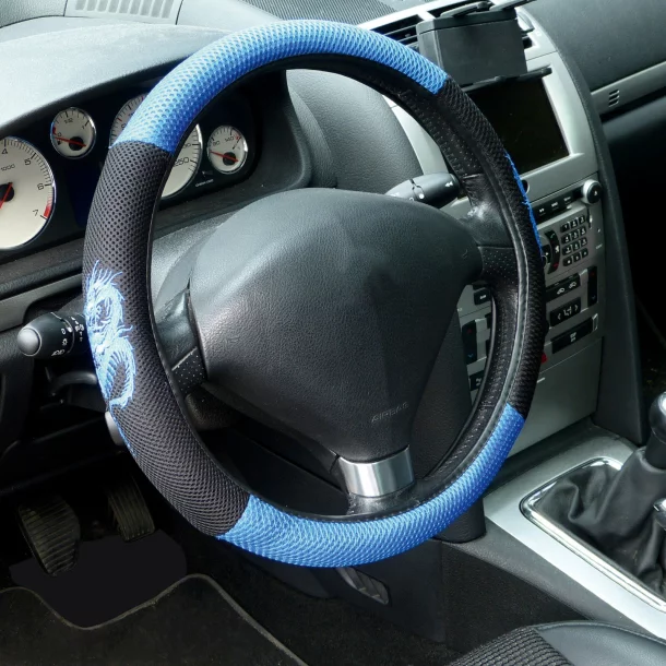 Carpoint, steering wheel cover Dragon - M - Ø 37/39 cm - Blue