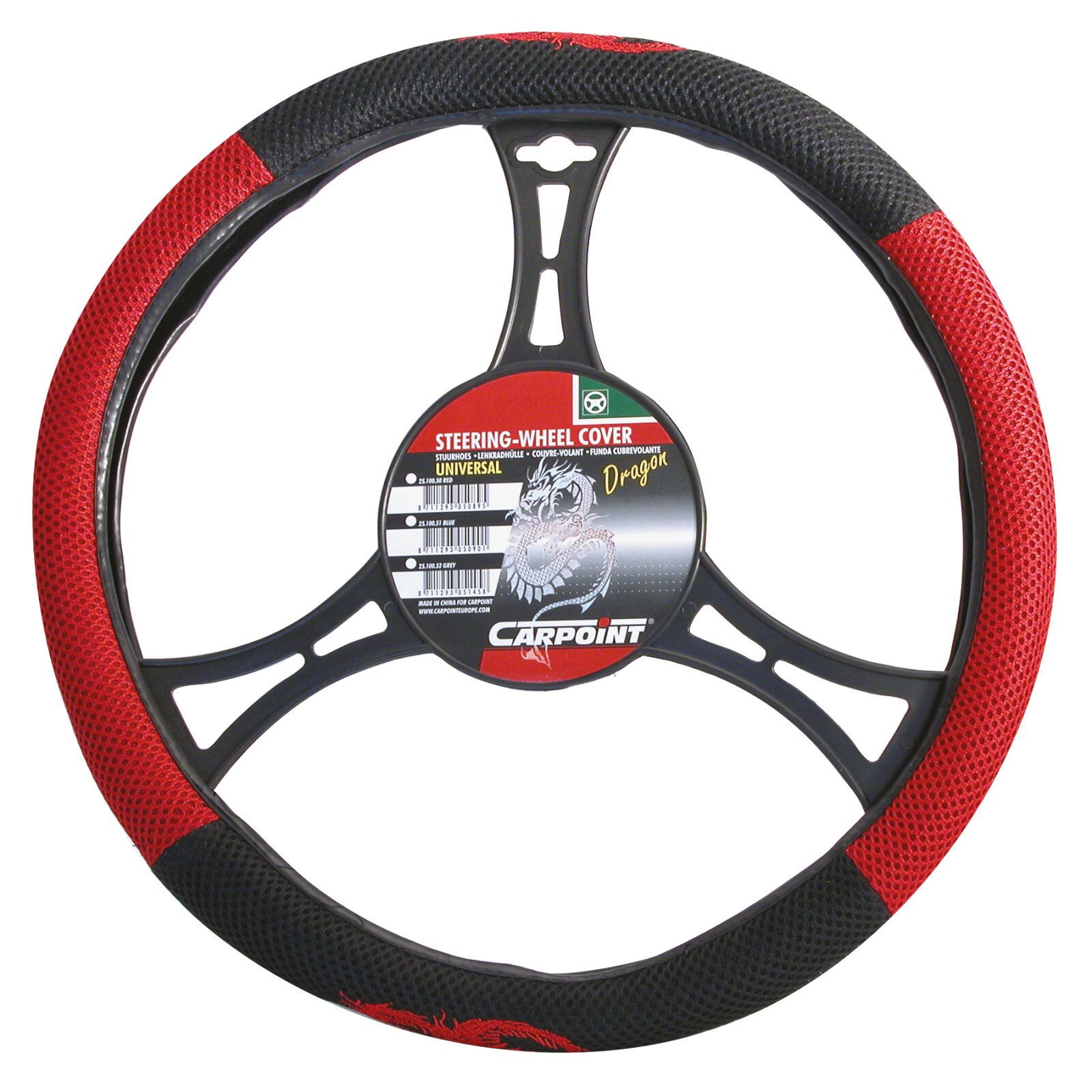 Carpoint, steering wheel cover Dragon - M - Ø 37/39 cm - Red thumb