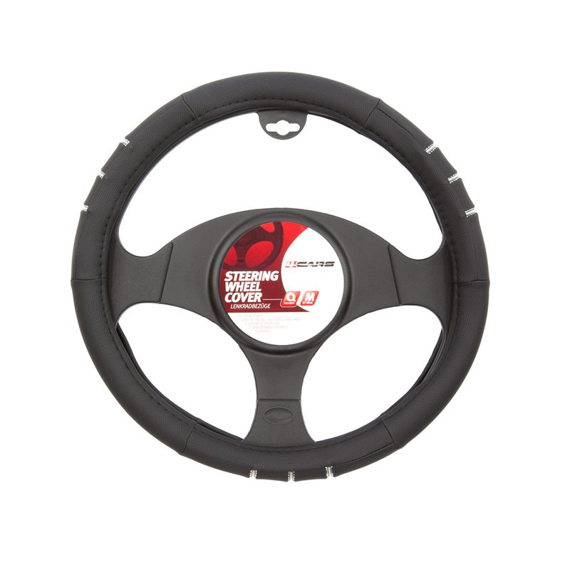 Elegance steering wheel cover - Ø 37-39 cm- Black/Chrome thumb