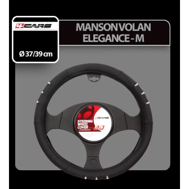 Manson volan Elegance - Ø 37-39cm - Negru/Crom