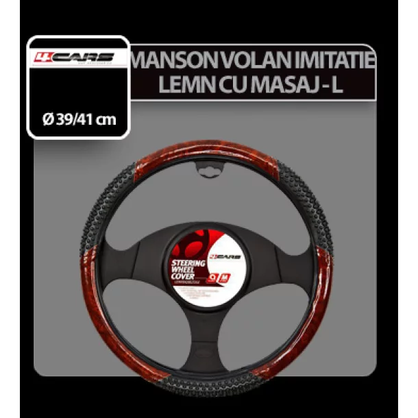 Wood imitation, steering wheel cover - L - Ø 39/41 cm