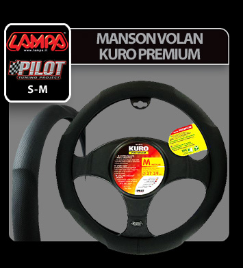 Kuro, TPE steering wheel cover - M - Ø 37/39 cm - Black thumb