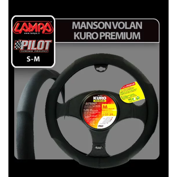 Manson volan Kuro Premium - M - Ø 37/39cm - Negru