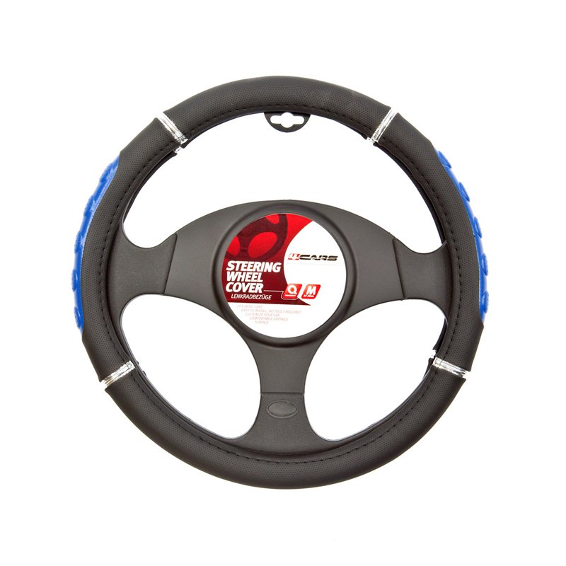 Sport steering wheel cover - Ø 37-39 cm- Black/Blue thumb