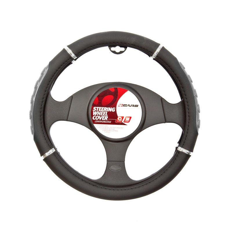 Sport steering wheel cover - Ø 37-39 cm- Black/Grey thumb