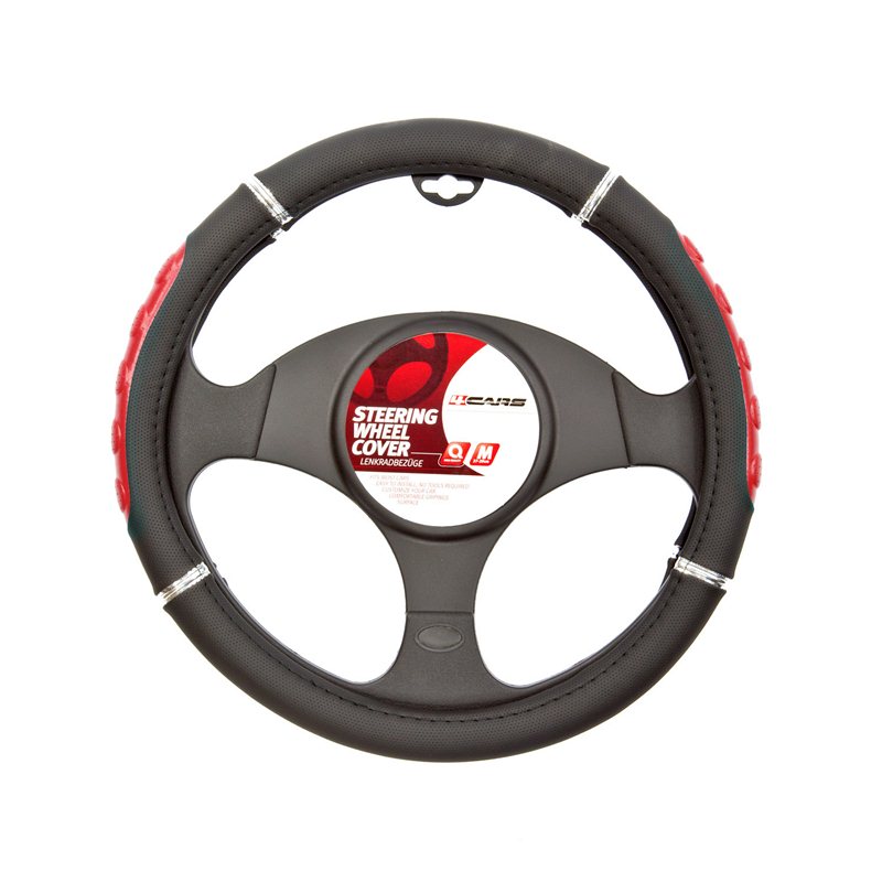Sport steering wheel cover - Ø 37-39 cm- Black/Red thumb