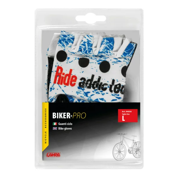 Biker-Pro kerékpáros kesztyűk - L - Kék/Fehér