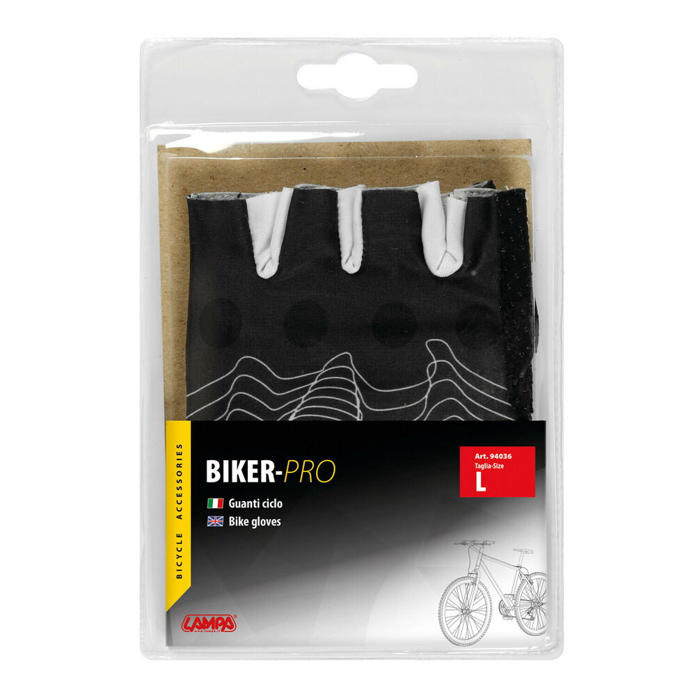 Biker-Pro kerékpáros kesztyűk - L - Fekete/Fehér thumb