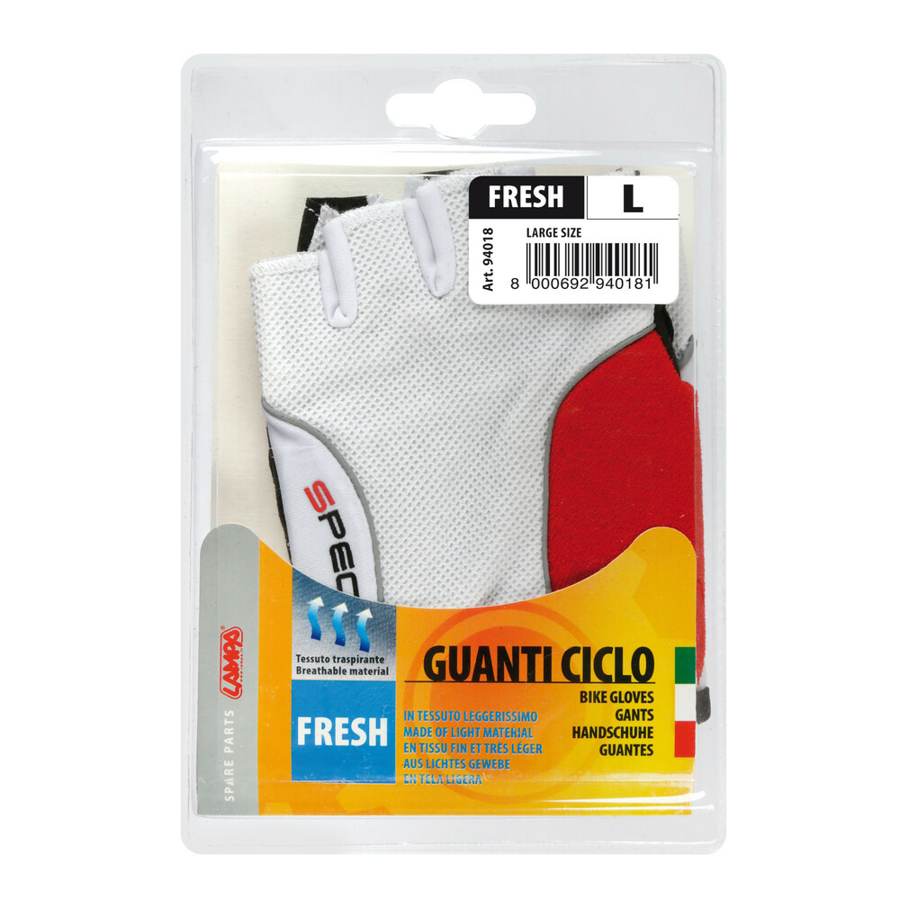 Specialist Fresh, bike gloves - L - White/Red thumb