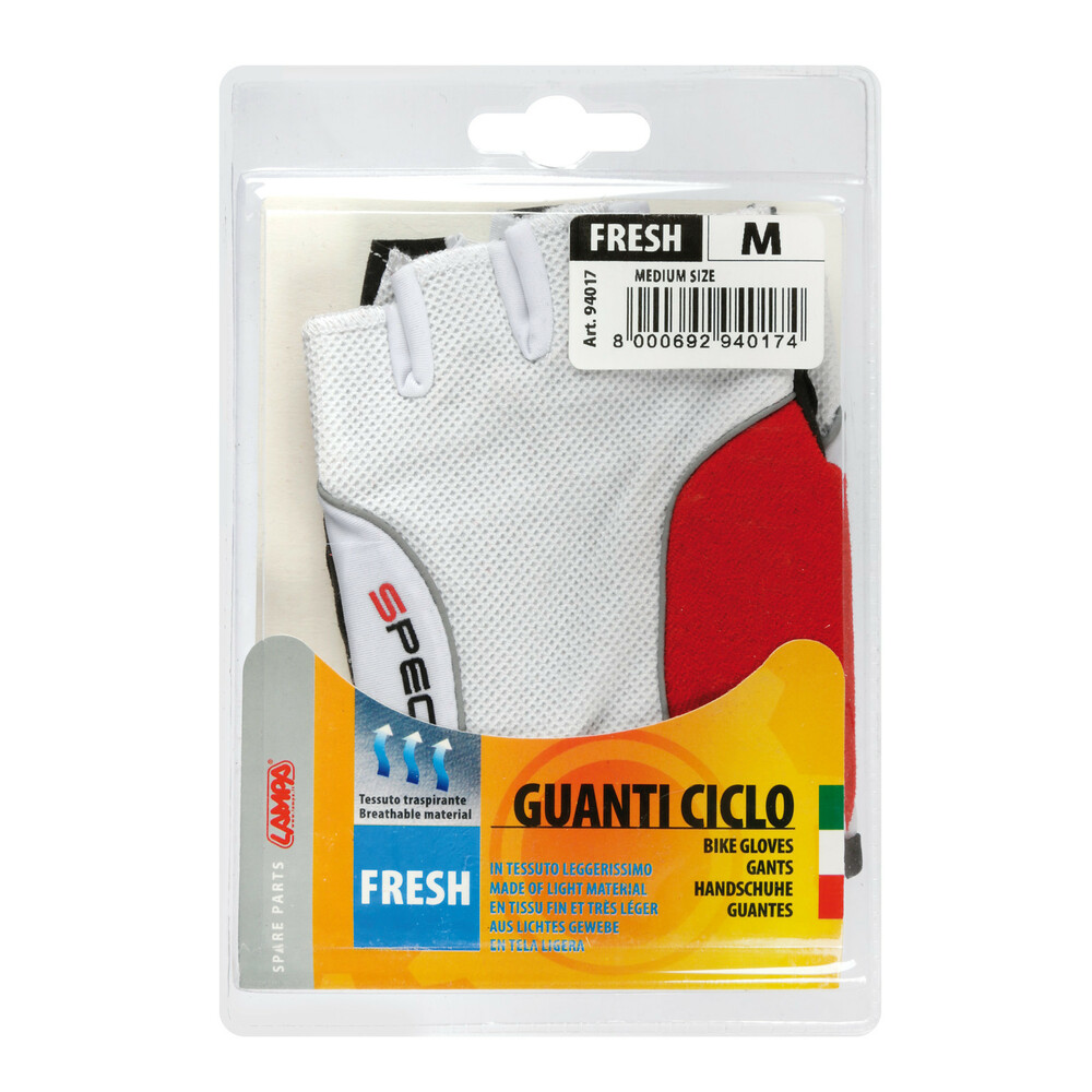Specialist Fresh, bike gloves - M - White/Red thumb